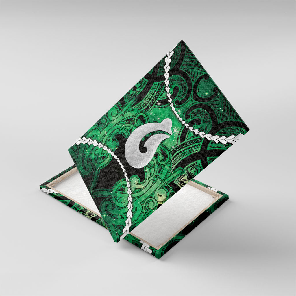 Maori Matariki Hei Matau Kakariki Canvas Wall Art Maori Kowhaiwhai Pattern Galaxy