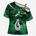 Personalised Maori Matariki Hei Matau Kakariki Cross Shoulder Shirt Maori Kowhaiwhai Pattern Galaxy