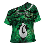 Personalised Maori Matariki Hei Matau Kakariki Cross Shoulder Shirt Maori Kowhaiwhai Pattern Galaxy