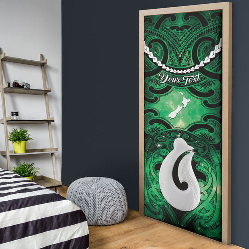 Personalised Maori Matariki Hei Matau Kakariki Door Cover Maori Kowhaiwhai Pattern Galaxy