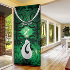 Personalised Maori Matariki Hei Matau Kakariki Door Cover Maori Kowhaiwhai Pattern Galaxy