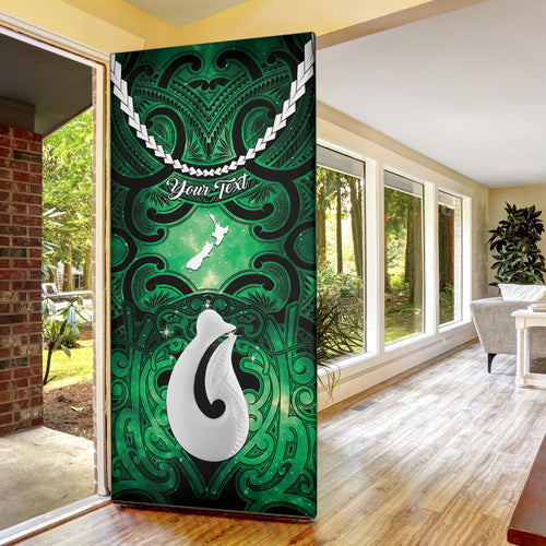 Personalised Maori Matariki Hei Matau Kakariki Door Cover Maori Kowhaiwhai Pattern Galaxy