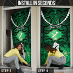 Personalised Maori Matariki Hei Matau Kakariki Door Cover Maori Kowhaiwhai Pattern Galaxy