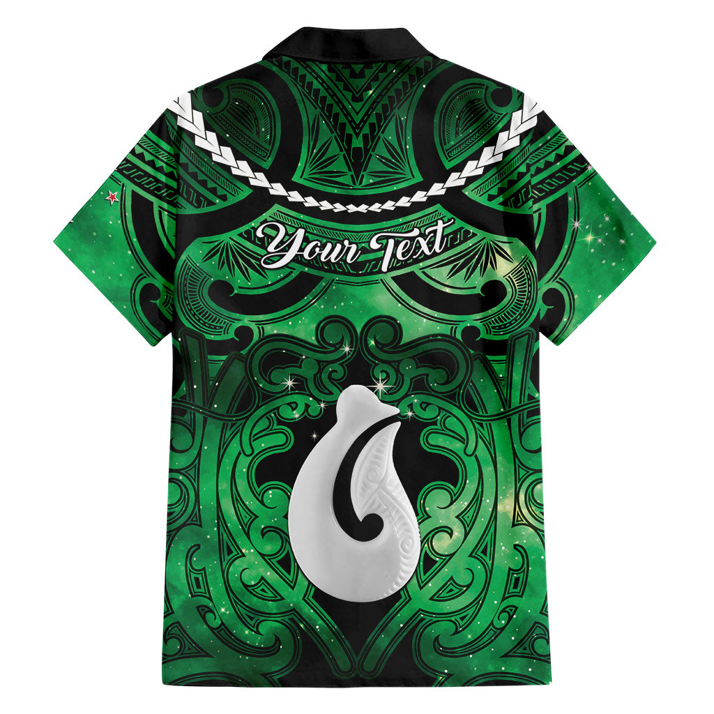 Personalised Maori Matariki Hei Matau Kakariki Family Matching Off Shoulder Short Dress and Hawaiian Shirt Maori Kowhaiwhai Pattern Galaxy