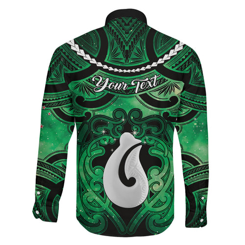 Personalised Maori Matariki Hei Matau Kakariki Family Matching Puletasi and Hawaiian Shirt Maori Kowhaiwhai Pattern Galaxy