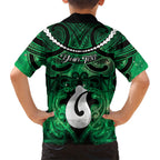 Personalised Maori Matariki Hei Matau Kakariki Family Matching Summer Maxi Dress and Hawaiian Shirt Maori Kowhaiwhai Pattern Galaxy
