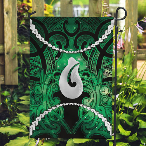 Maori Matariki Hei Matau Kakariki Garden Flag Maori Kowhaiwhai Pattern Galaxy