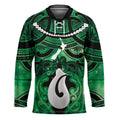 Personalised Maori Matariki Hei Matau Kakariki Hockey Jersey Maori Kowhaiwhai Pattern Galaxy
