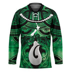 Personalised Maori Matariki Hei Matau Kakariki Hockey Jersey Maori Kowhaiwhai Pattern Galaxy