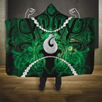 Maori Matariki Hei Matau Kakariki Hooded Blanket Maori Kowhaiwhai Pattern Galaxy