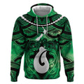 Personalised Maori Matariki Hei Matau Kakariki Hoodie Maori Kowhaiwhai Pattern Galaxy
