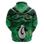 Personalised Maori Matariki Hei Matau Kakariki Hoodie Maori Kowhaiwhai Pattern Galaxy