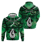 Personalised Maori Matariki Hei Matau Kakariki Hoodie Maori Kowhaiwhai Pattern Galaxy