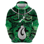 Personalised Maori Matariki Hei Matau Kakariki Hoodie Maori Kowhaiwhai Pattern Galaxy