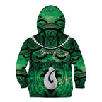 Personalised Maori Matariki Hei Matau Kakariki Kid Hoodie Maori Kowhaiwhai Pattern Galaxy