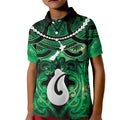 Personalised Maori Matariki Hei Matau Kakariki Kid Polo Shirt Maori Kowhaiwhai Pattern Galaxy