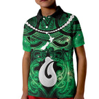 Personalised Maori Matariki Hei Matau Kakariki Kid Polo Shirt Maori Kowhaiwhai Pattern Galaxy