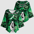 Personalised Maori Matariki Hei Matau Kakariki Kimono Sleeve Blouse Maori Kowhaiwhai Pattern Galaxy