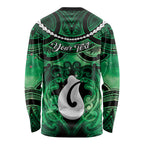 Personalised Maori Matariki Hei Matau Kakariki Long Sleeve Shirt Maori Kowhaiwhai Pattern Galaxy