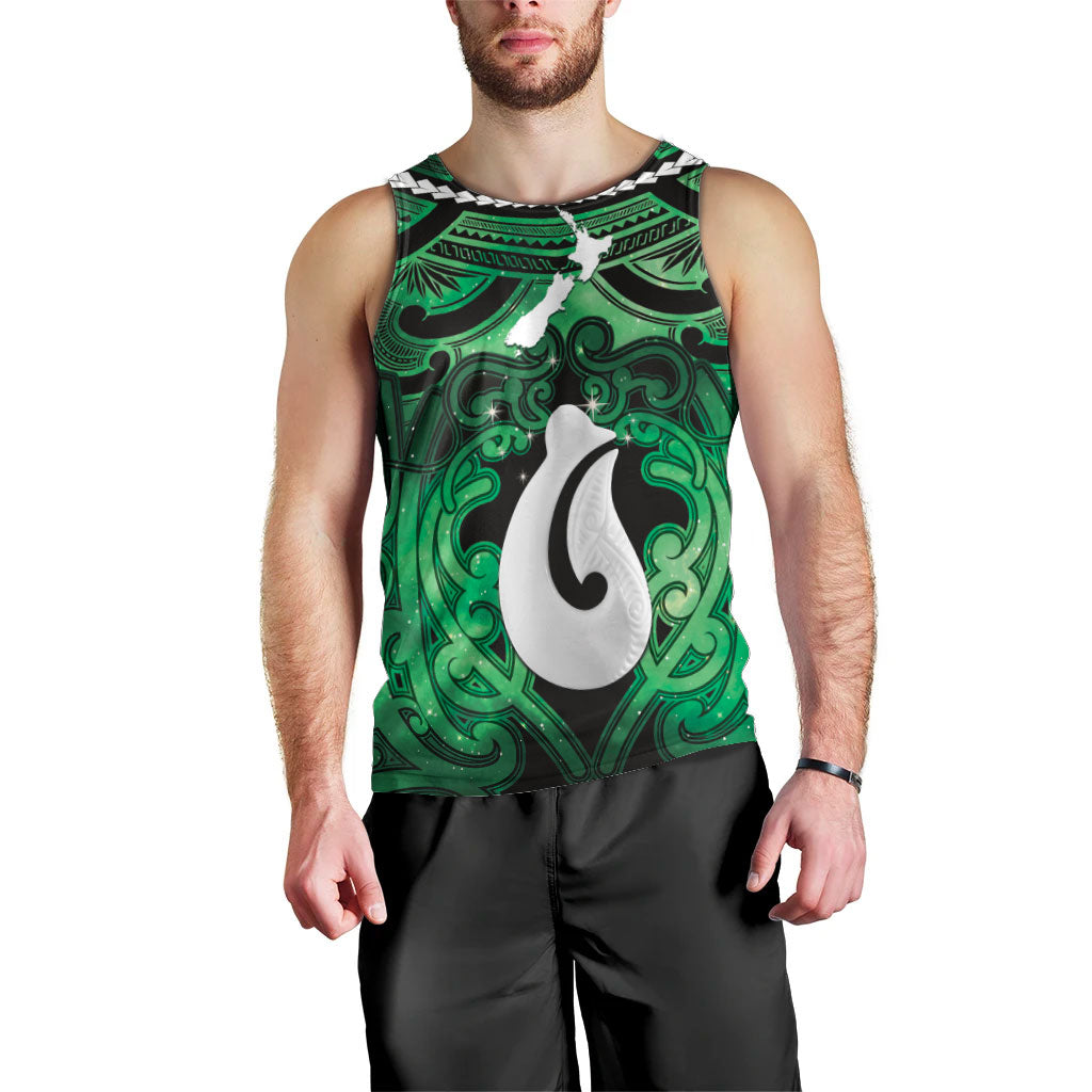 Personalised Maori Matariki Hei Matau Kakariki Men Tank Top Maori Kowhaiwhai Pattern Galaxy