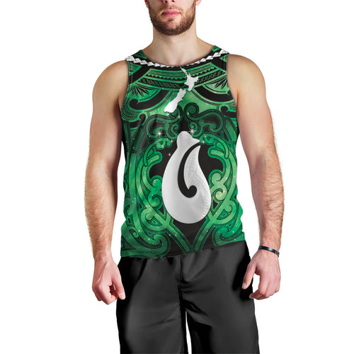 Personalised Maori Matariki Hei Matau Kakariki Men Tank Top Maori Kowhaiwhai Pattern Galaxy