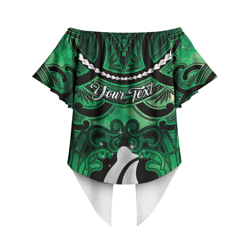 Personalised Maori Matariki Hei Matau Kakariki Off Shoulder Wrap Waist Top Maori Kowhaiwhai Pattern Galaxy