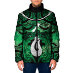 Personalised Maori Matariki Hei Matau Kakariki Padded Jacket Maori Kowhaiwhai Pattern Galaxy