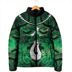Personalised Maori Matariki Hei Matau Kakariki Padded Jacket Maori Kowhaiwhai Pattern Galaxy