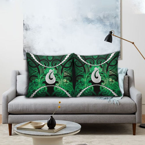 Maori Matariki Hei Matau Kakariki Pillow Cover Maori Kowhaiwhai Pattern Galaxy