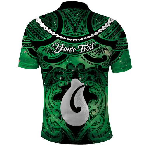 Personalised Maori Matariki Hei Matau Kakariki Polo Shirt Maori Kowhaiwhai Pattern Galaxy