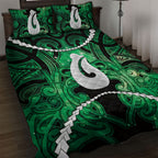 Maori Matariki Hei Matau Kakariki Quilt Bed Set Maori Kowhaiwhai Pattern Galaxy