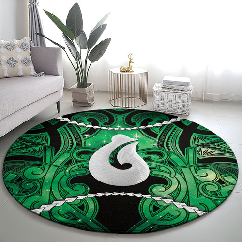 Maori Matariki Hei Matau Kakariki Round Carpet Maori Kowhaiwhai Pattern Galaxy
