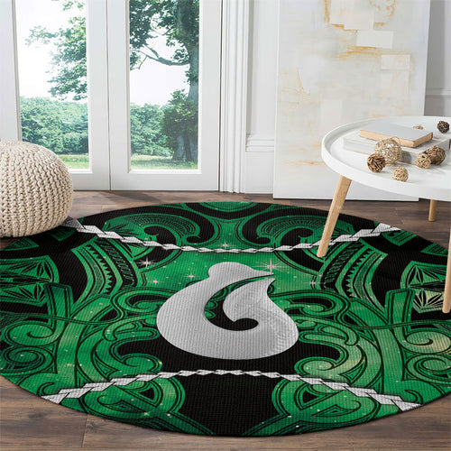 Maori Matariki Hei Matau Kakariki Round Carpet Maori Kowhaiwhai Pattern Galaxy