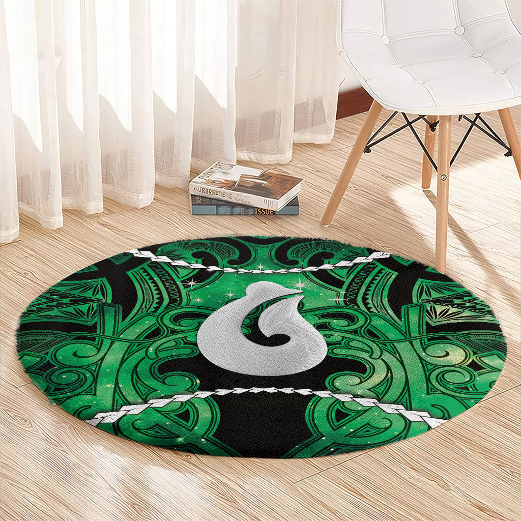 Maori Matariki Hei Matau Kakariki Round Carpet Maori Kowhaiwhai Pattern Galaxy