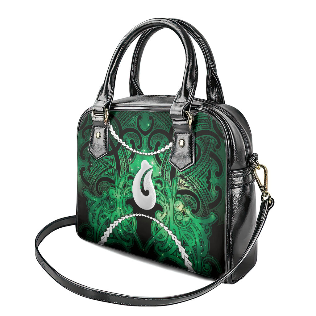 Maori Matariki Hei Matau Kakariki Shoulder Handbag Maori Kowhaiwhai Pattern Galaxy