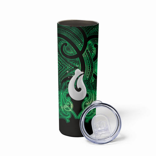 Personalised Maori Matariki Hei Matau Kakariki Skinny Tumbler Maori Kowhaiwhai Pattern Galaxy