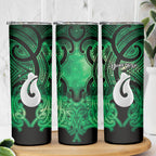 Personalised Maori Matariki Hei Matau Kakariki Skinny Tumbler Maori Kowhaiwhai Pattern Galaxy