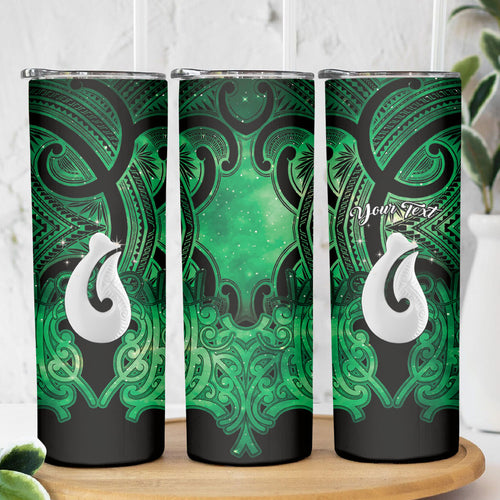 Personalised Maori Matariki Hei Matau Kakariki Skinny Tumbler Maori Kowhaiwhai Pattern Galaxy