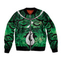 Personalised Maori Matariki Hei Matau Kakariki Sleeve Zip Bomber Jacket Maori Kowhaiwhai Pattern Galaxy