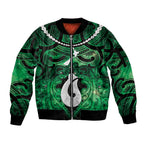 Personalised Maori Matariki Hei Matau Kakariki Sleeve Zip Bomber Jacket Maori Kowhaiwhai Pattern Galaxy
