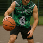 Personalised Maori Matariki Hei Matau Kakariki Sleeveless Hoodie Maori Kowhaiwhai Pattern Galaxy