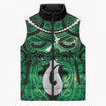 Personalised Maori Matariki Hei Matau Kakariki Sleeveless Puffer Jacket Maori Kowhaiwhai Pattern Galaxy