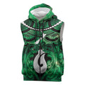 Personalised Maori Matariki Hei Matau Kakariki Sleeveless Zip Hoodie Maori Kowhaiwhai Pattern Galaxy