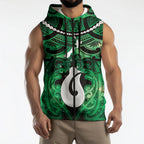 Personalised Maori Matariki Hei Matau Kakariki Sleeveless Zip Hoodie Maori Kowhaiwhai Pattern Galaxy