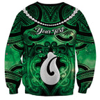 Personalised Maori Matariki Hei Matau Kakariki Sweatshirt Maori Kowhaiwhai Pattern Galaxy