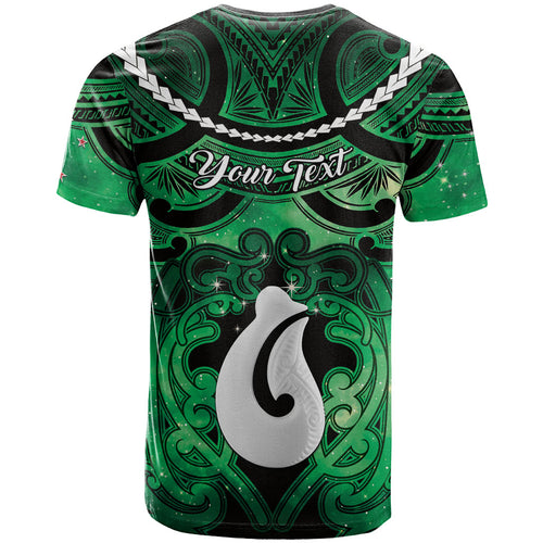 Personalised Maori Matariki Hei Matau Kakariki T Shirt Maori Kowhaiwhai Pattern Galaxy