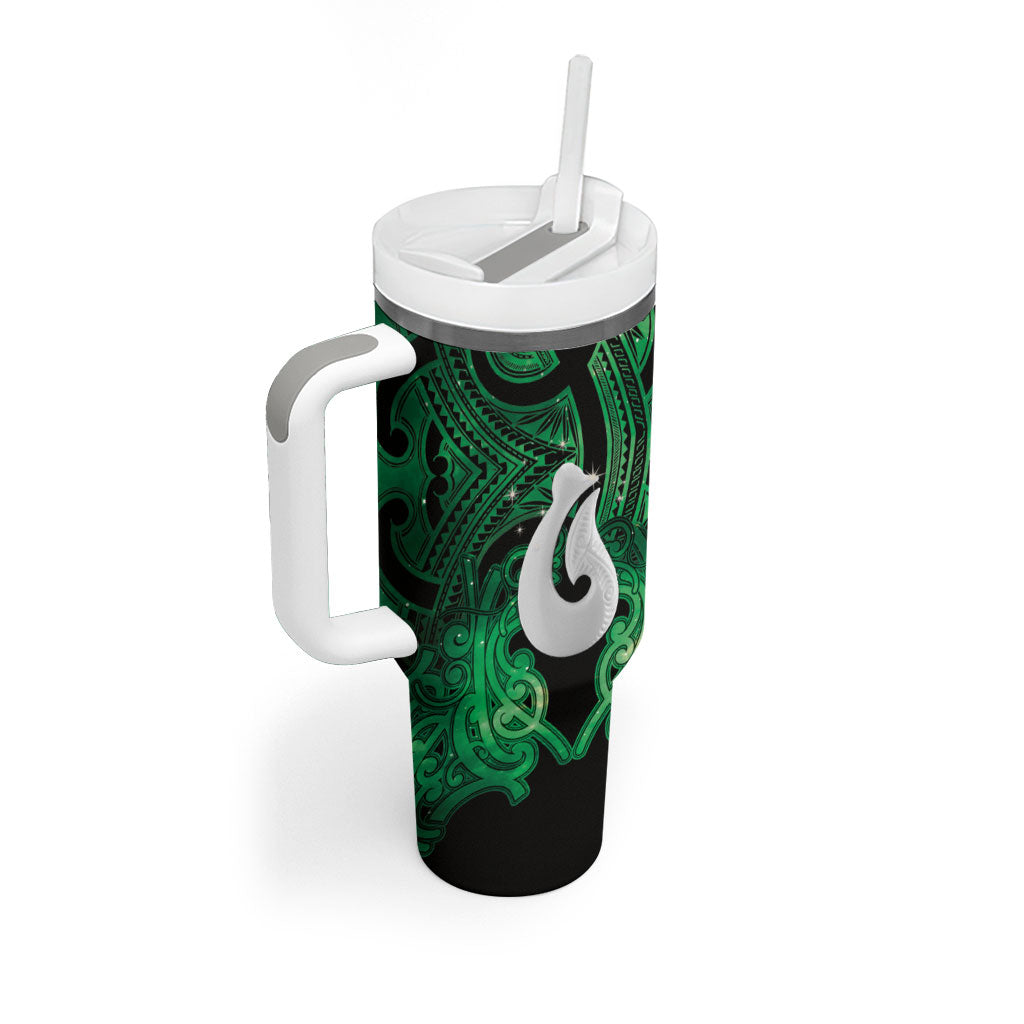 Personalised Maori Matariki Hei Matau Kakariki Tumbler With Handle Maori Kowhaiwhai Pattern Galaxy