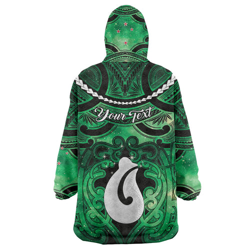 Personalised Maori Matariki Hei Matau Kakariki Wearable Blanket Hoodie Maori Kowhaiwhai Pattern Galaxy