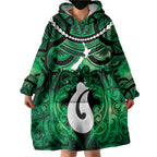 Personalised Maori Matariki Hei Matau Kakariki Wearable Blanket Hoodie Maori Kowhaiwhai Pattern Galaxy