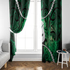 Maori Matariki Hei Matau Kakariki Window Curtain Maori Kowhaiwhai Pattern Galaxy